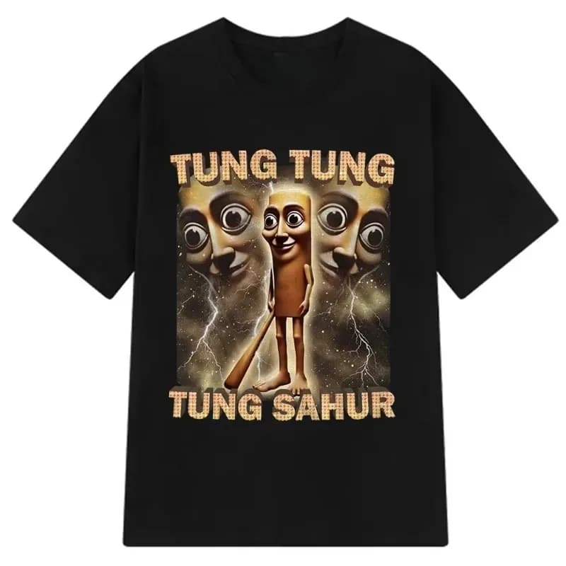 Tung Sahur Graphic Printed T-Shirt Men Summer Casual Loose Fashion Funny Round Neck Short Sleeve Tops Clothing T-shirt Unisex