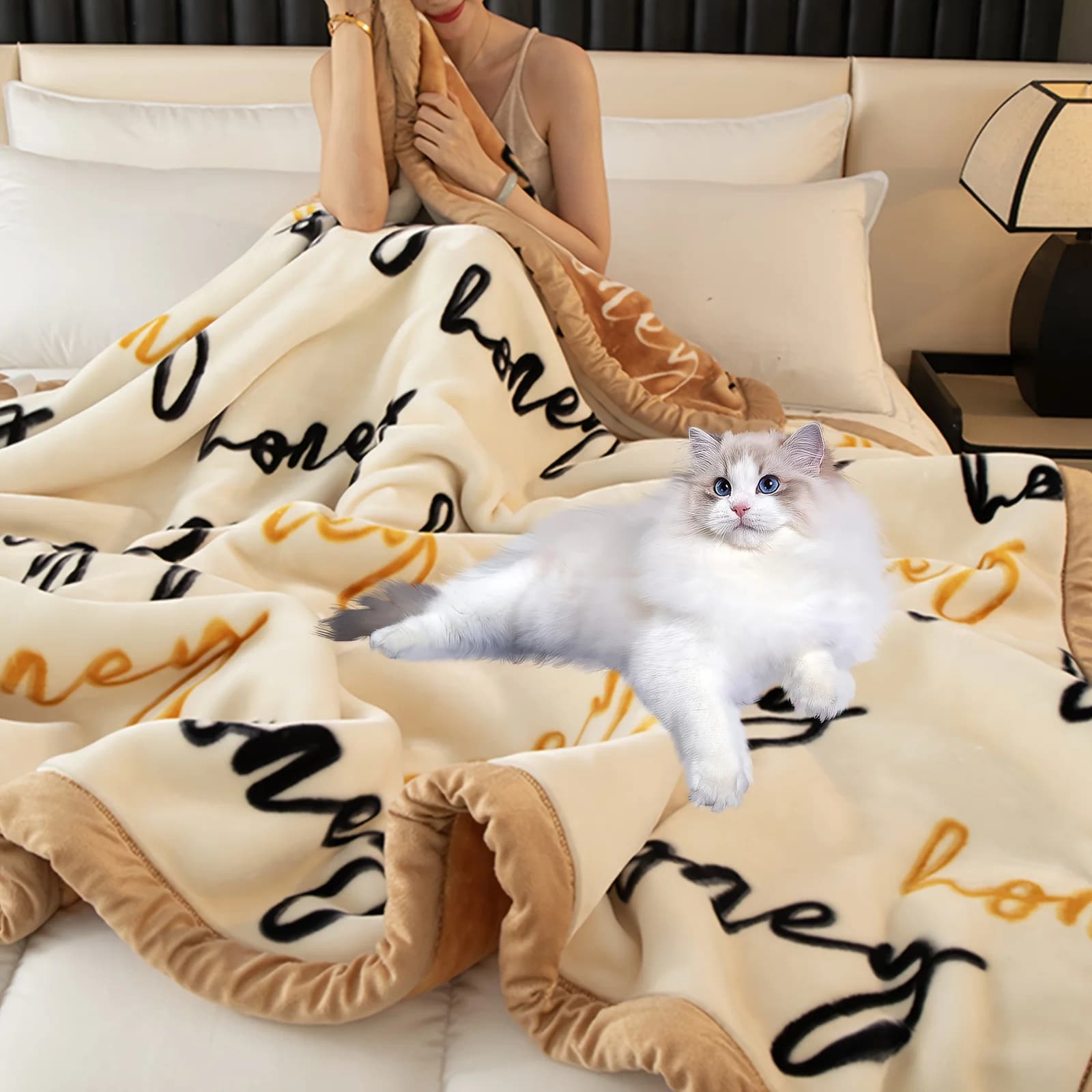 Extra Large Thickened Raschel Blanket - Double Layer Four Season y Soft Throw Blanket, Machine Washable, All Season Comfort for Bedroom, Sofa, Home And Travel - Animal Theme Decor Design, Dorm Must-Have, Modern Home Decor