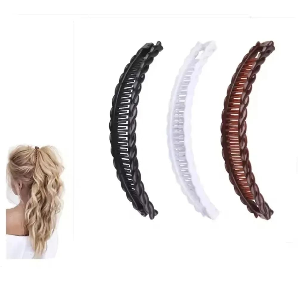 Fermaglio per capelli a banana vintage in tinta unita da 3 pezzi per donne e ragazze, pettine a onde, forcina per capelli, strumento pratico per capelli alla moda