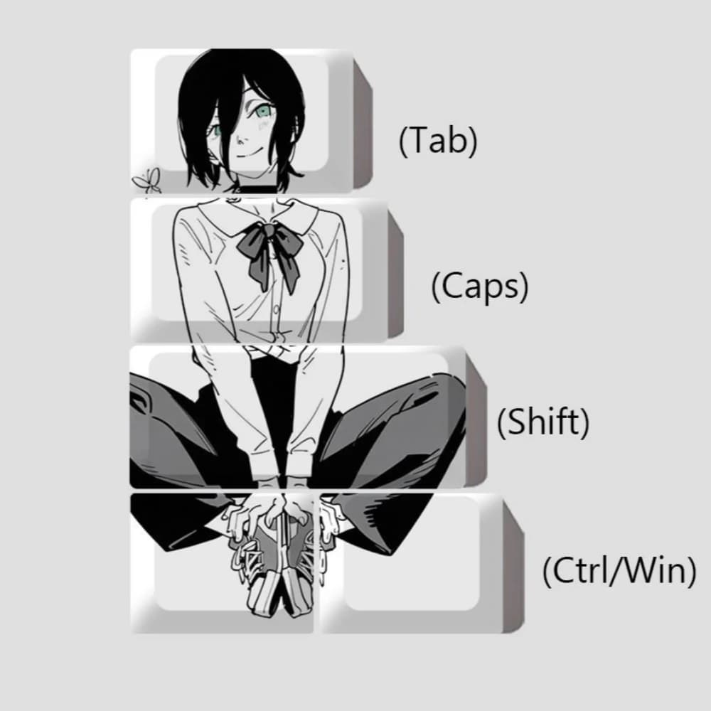 MAIMOOO Keycap Anime Chainsaw Man 5 Tasti Reze & Makima Profilo Cherry PBT Personalizzati per Tastiera Meccanica