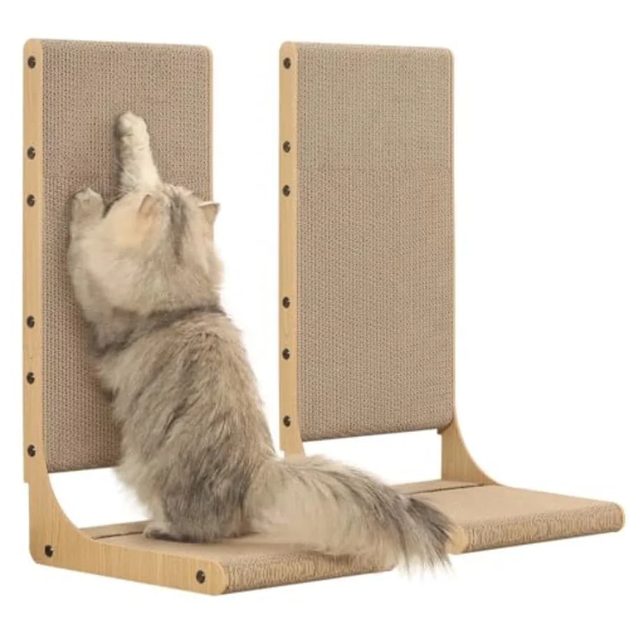 Set di 2 Tiragraffi per Gatti, Altezza 65 cm, in Cartone a Forma di L, Tiragraffi Verticali per Gatti da Interno, Tiragraffi da Parete