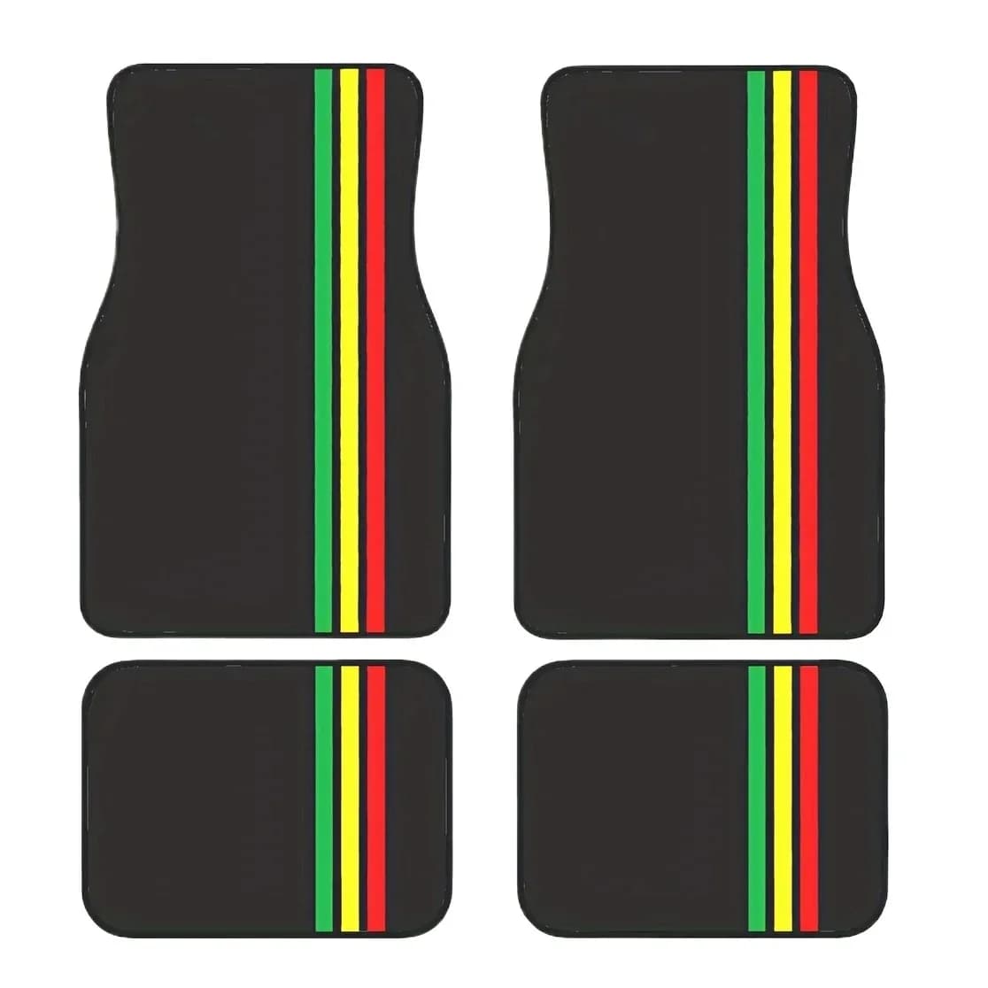 4pcs Vibrant Vertical Striped Car Floor Mats - Durable Polyester, All-Season Protection, Vehicle Interior, Stylish Upgrade Gift