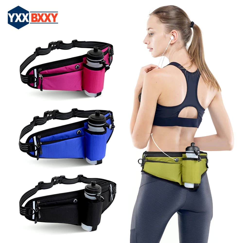 1PCS Running Fanny Pack with Water Bottle Holder - Adjustable Running Belt With Water Bottle Holder and Pouch - One Size Fits