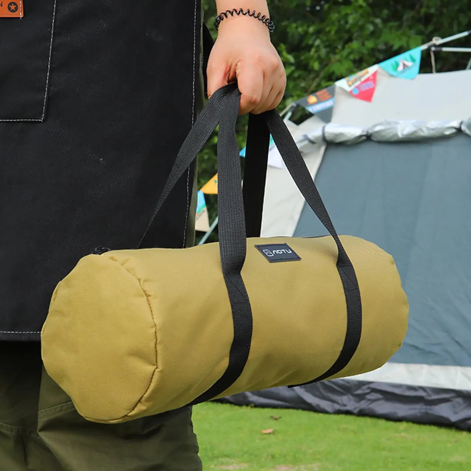 Borsa Accessori per Tenda da Campeggio, Tela a Doppio Strato Rinforzata, Custodia Portatile per Picchetti e Ganci da Tenda per Uso Esterno