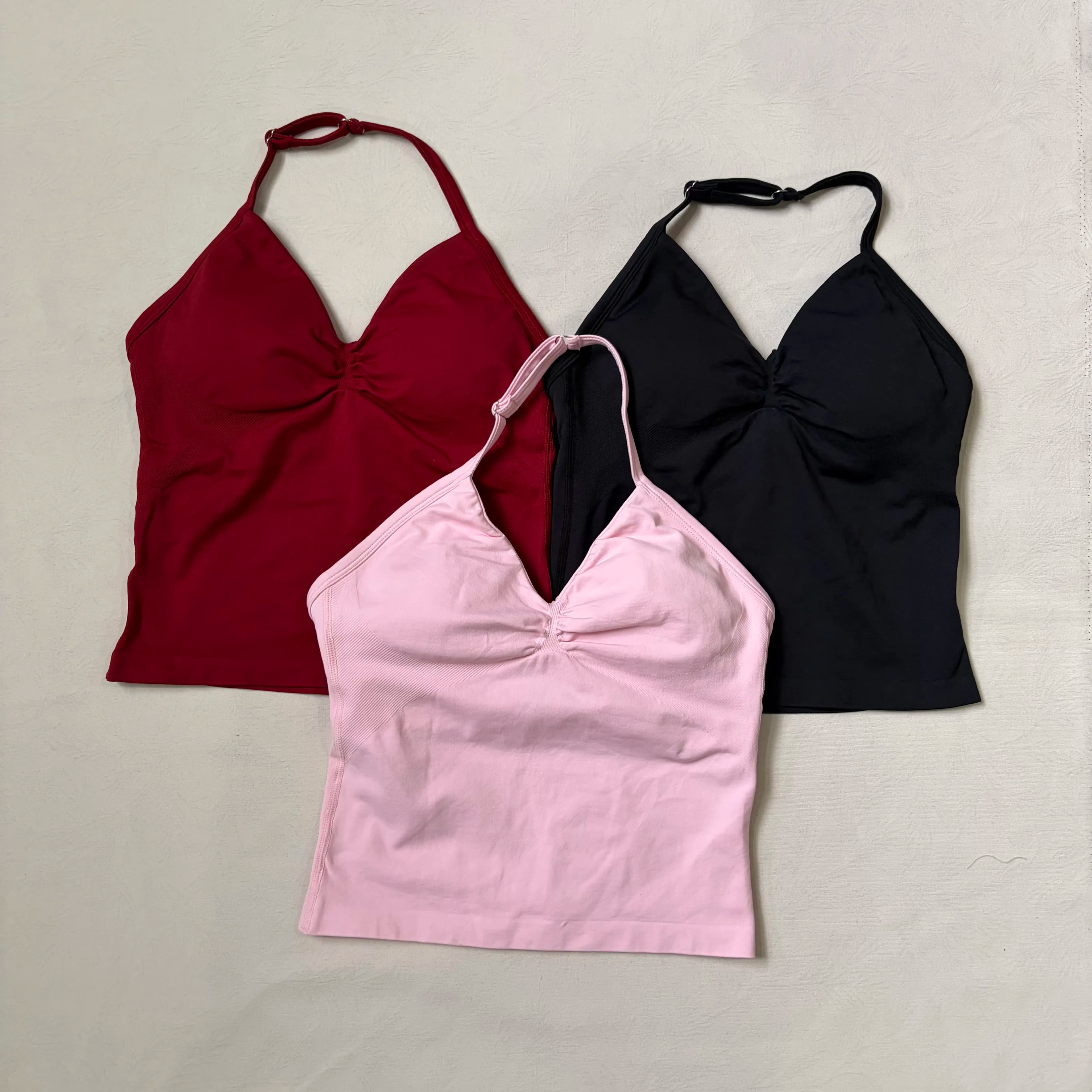 Reggiseno Sportivo Halter con Imbottitura Push-up, Top Sportivo con Schiena Scoperta, Abbigliamento Yoga