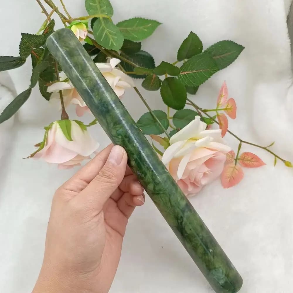 Mattarello in Giada Verde Antiaderente, Utensile da Cucina in Pietra Solida per Impastare, per Fondente, Zucchero, Pasticceria, Pizza e Torte