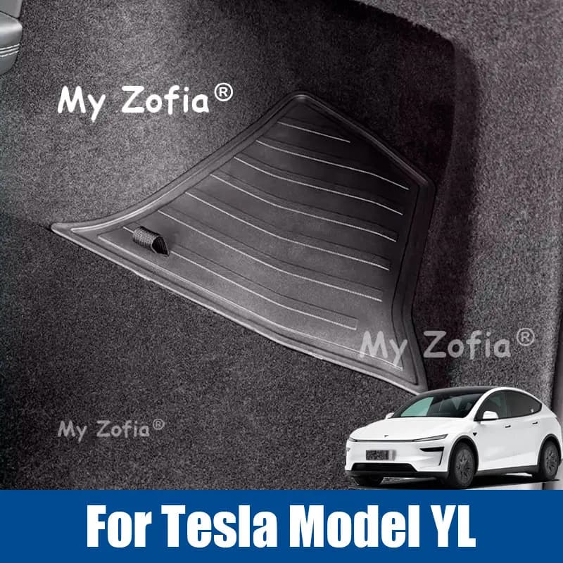 Per Tesla Model YL 2026 2027: Scatola portaoggetti sinistra per bagagliaio posteriore con coperchio, organizer per vano posteriore, divisorio e accessori per lo stoccaggio