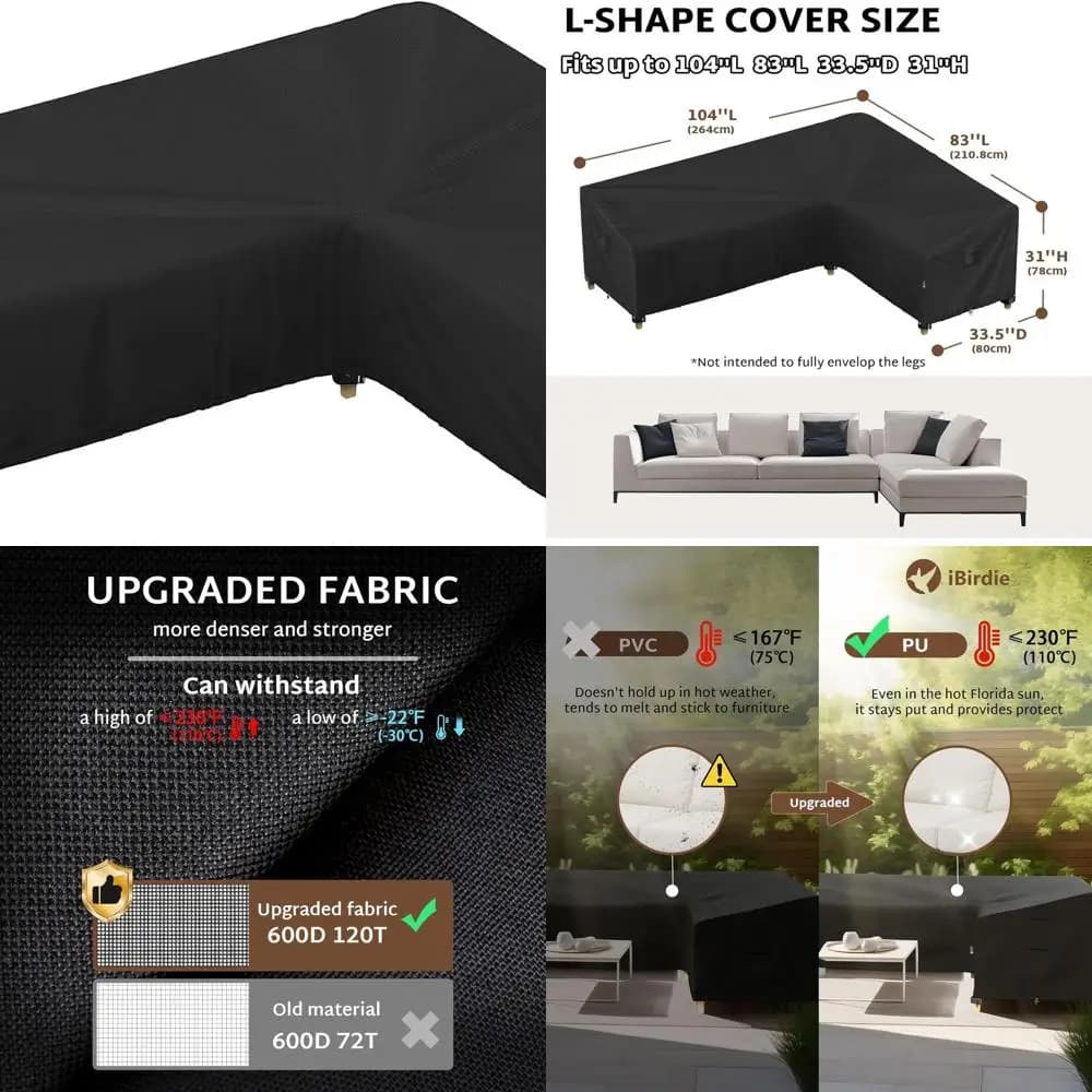 L-shaped modular cover, 104x83 to 102x79, 600D outdoor garden furniture waterproof cover