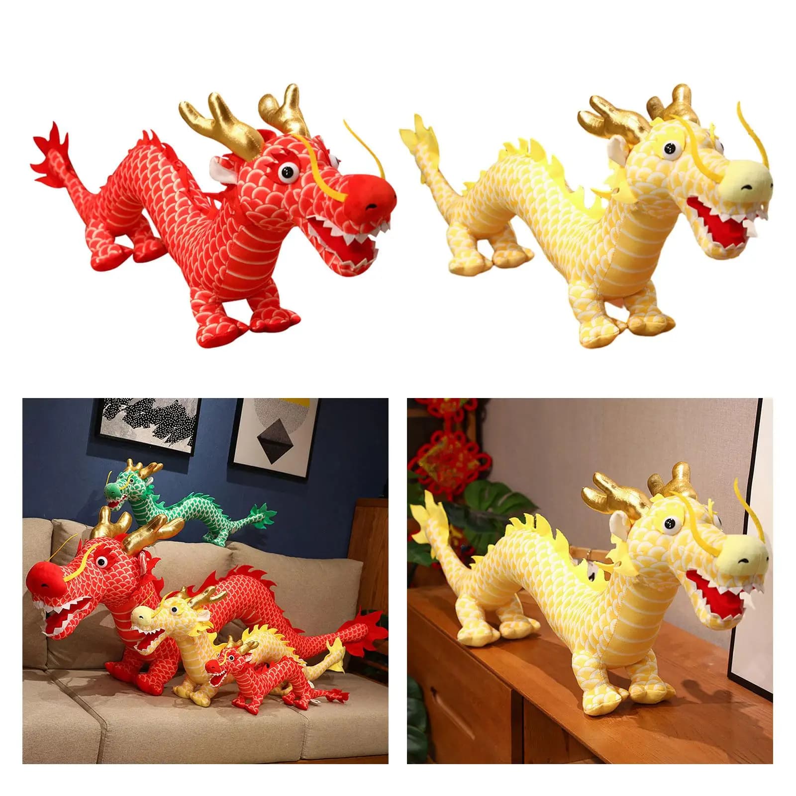 Chinese Dragon Plush Dolls Snuggling Plush Dolls Party Supplies Cuddly Cartoon Plush Stuffed Animal Dragon Toy Room Decoration