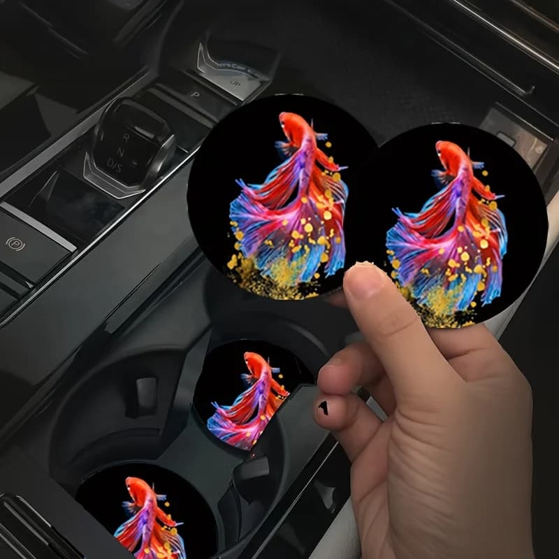 2pcs/4pcs Colorful Betta Fish Car Cup Holder Coasters - Non-Slip Suitable For For Vehicles, Suitable For Betta Fish Themed Car,
