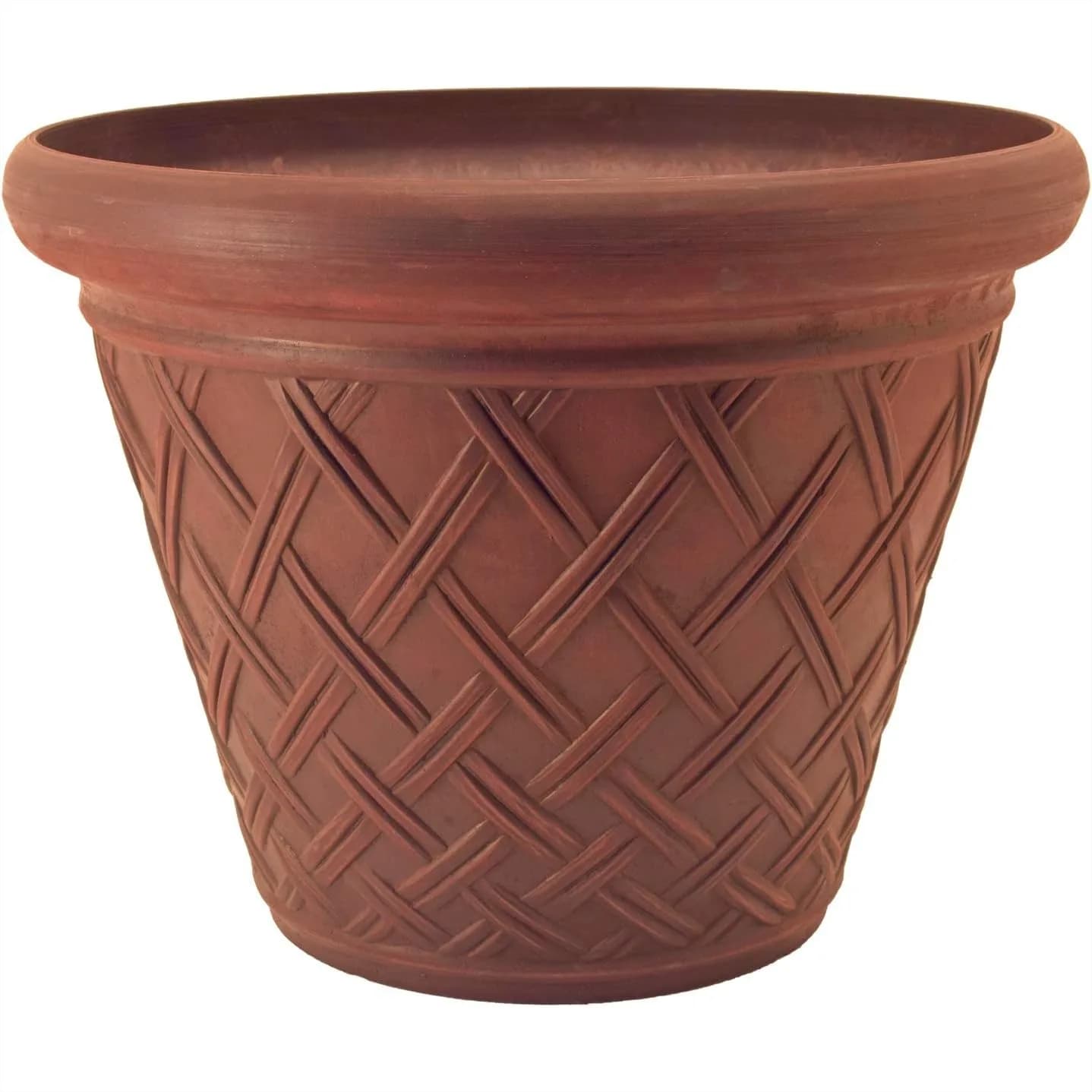Vaso per piante con motivo a cesto per piante da interno ed esterno, 18 pollici, terracotta leggera e resistente, materiali riciclati