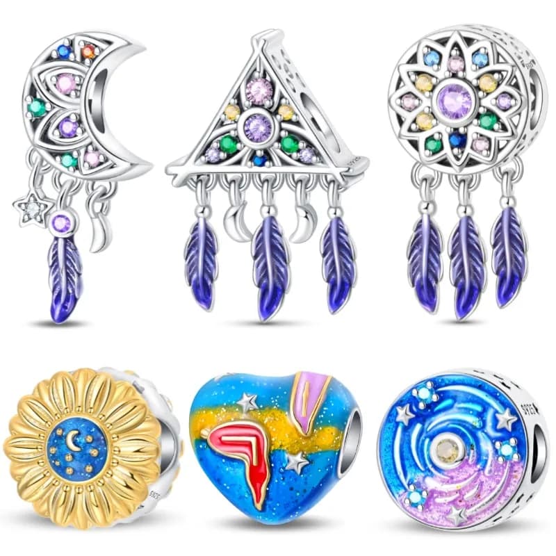 S925 Sterling Silver Bead Dream Catcher Light Chasing Beads Fit Original Pan Bracelet&Bangle For Women Birthday Jewelry Gift