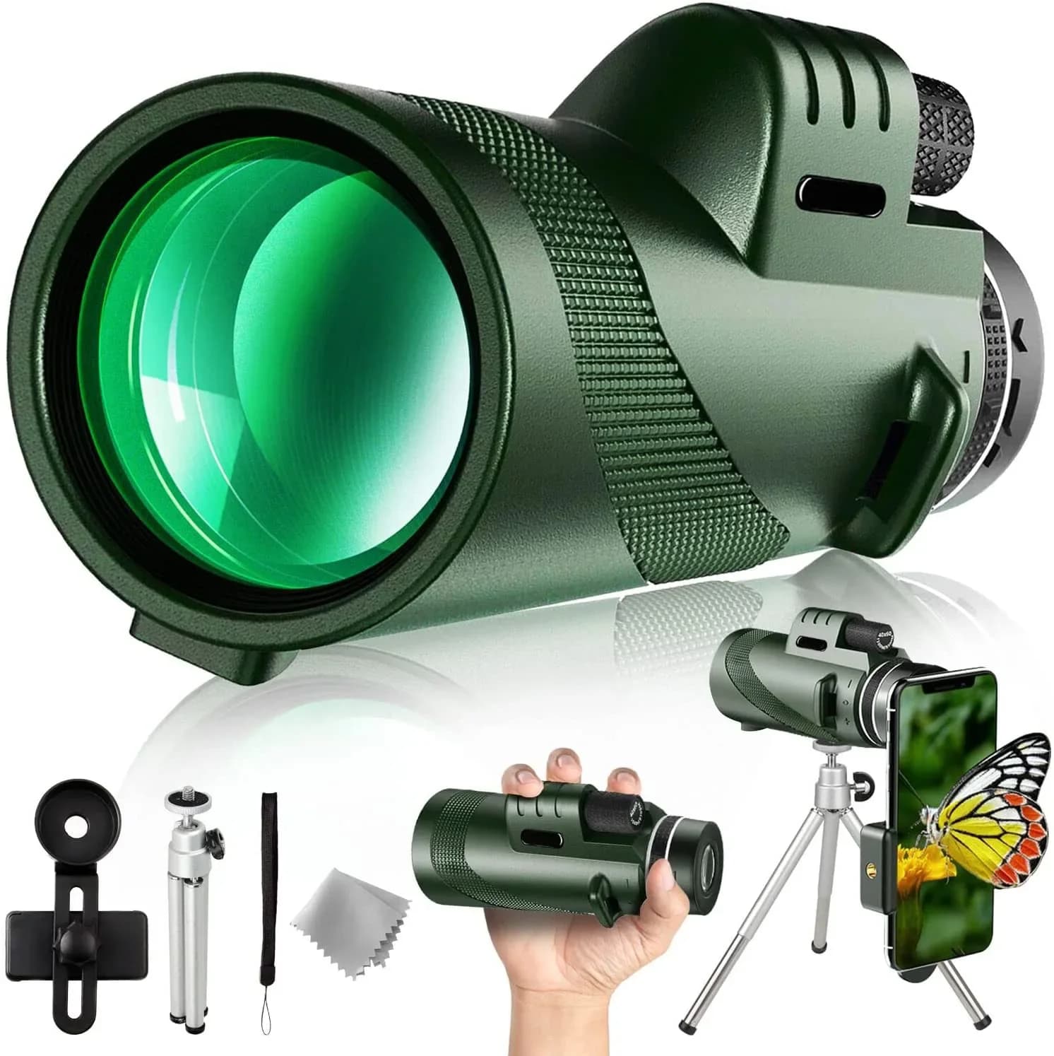 Portbl Powerful Monocular Telescope 80X100 HD 50000M Long-Ray Zoom With Phone Clip Tripod For Outdoor Hunting Camping Tourism
