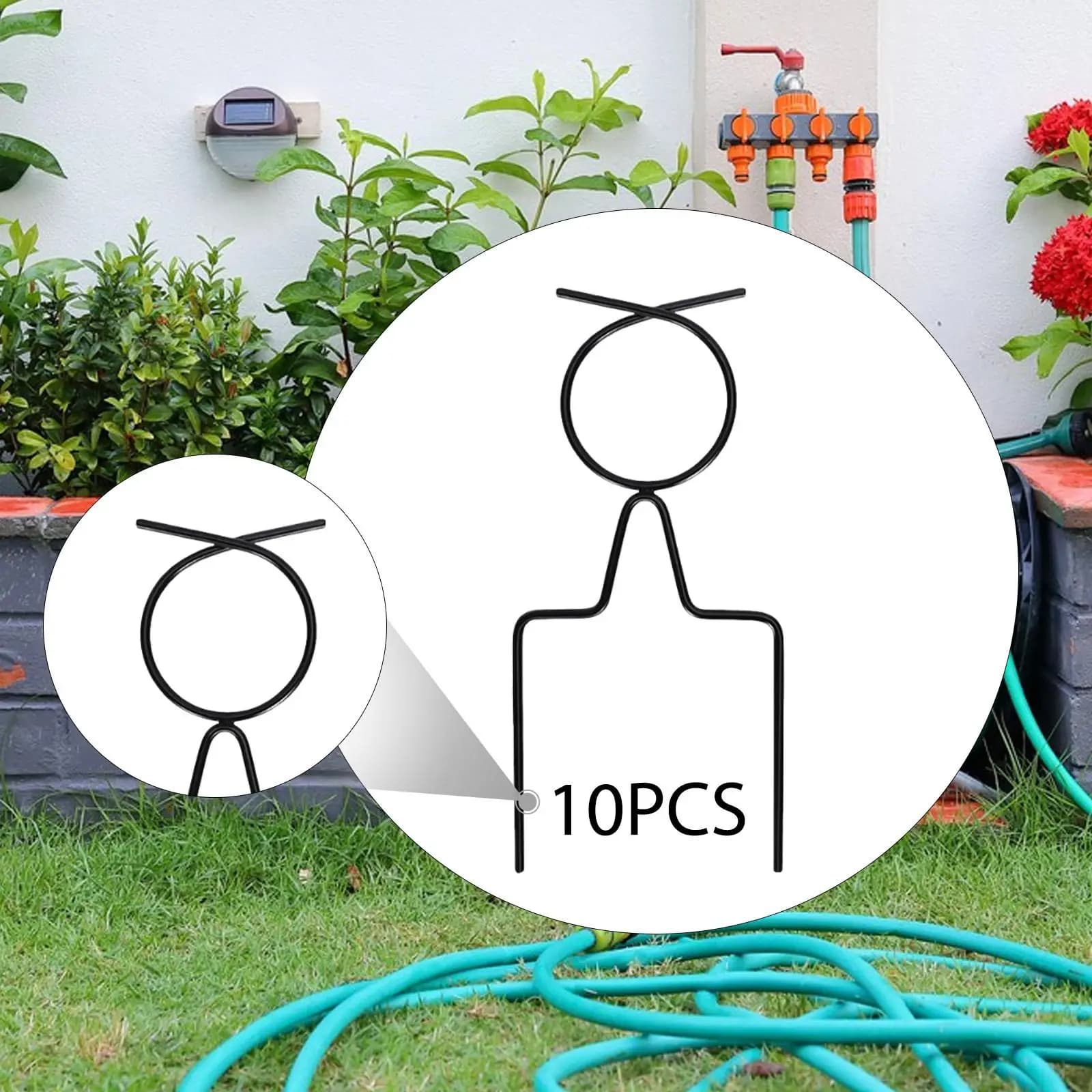 Plant Protection Metal Hose Roller Guide Iron Wire Garden Hose Guide Spike Easy Install for Garden Paths