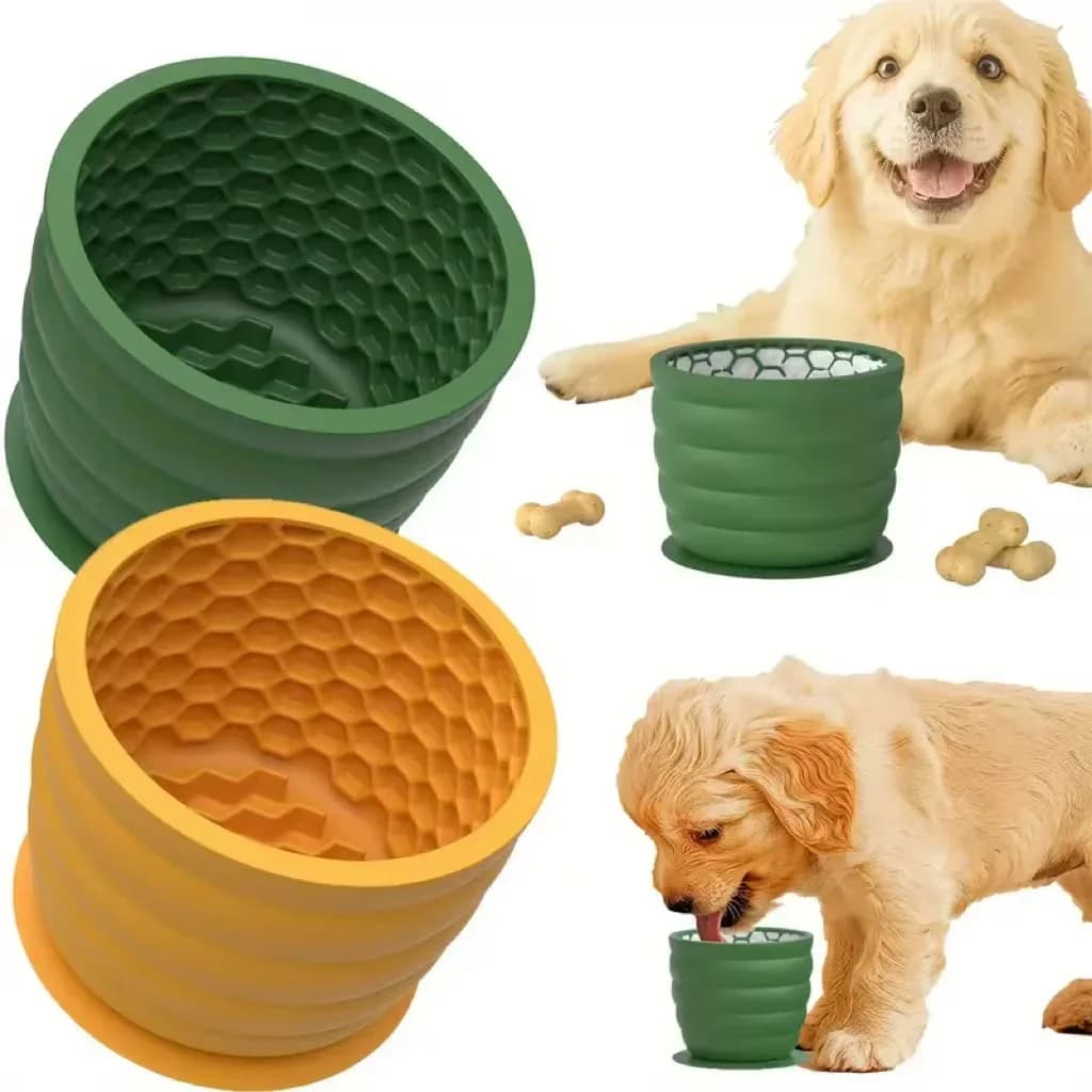 Ciotola per cani con alimentatore lento in silicone - Design antiscivolo per distrazioni per razze piccole a medie - Promuove la digestione sana
