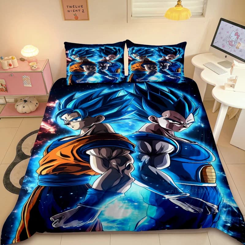 Dragon Ball Teens 3 pieces Set duvet Cover Cartoon Super Saiyan Bed linen Set Full duvet Soft and cosy for bedroom furniture