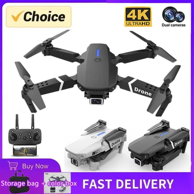Professional remote controlled drone E88 4k HD aerial camera Wifi FPV drone folding quadcopter helicopter RC gift toy for children