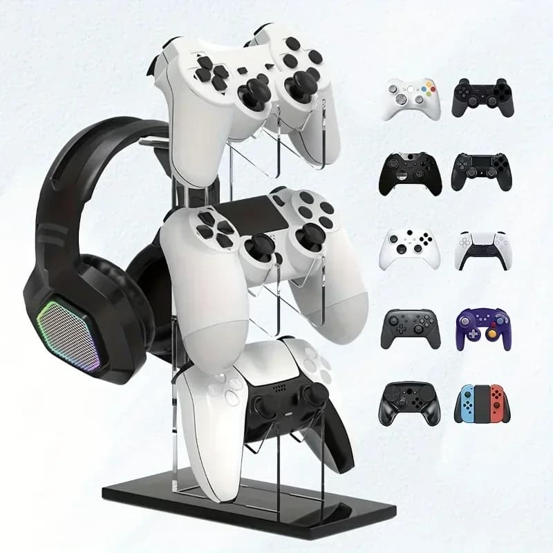 Multi-Tier Universal Game Controller Headset Holder Stand for PS5 Xbox ONE Switch Stand Anti-Slip Stable Headphone Holder