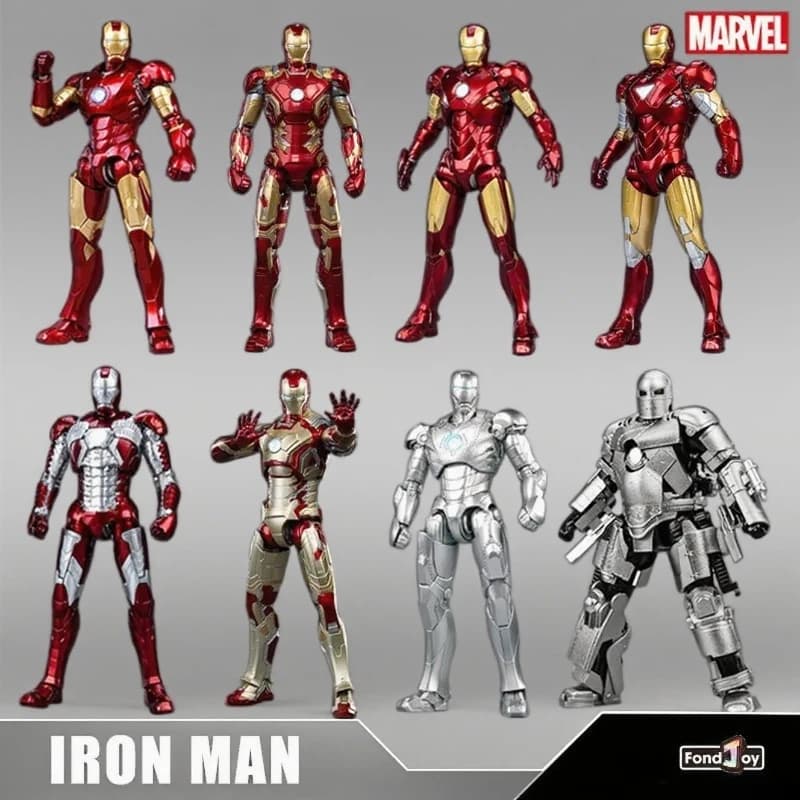 Fondjoy Marvel Iron Man Action Figures MK1 MK2 MK3 MK4 MK5 MK6 MK7 Assemblare Giocattolo Materiale ABS 1/12 decorazione desktop alla moda