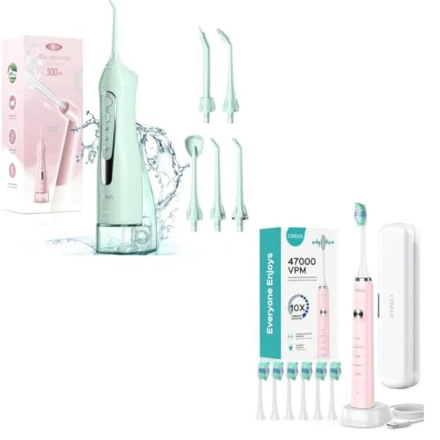Idropulsore Dentale Portatile: Irrigatore Orale Senza Fili da 300ML Ricaricabile e Spazzolino Elettrico per Adulti