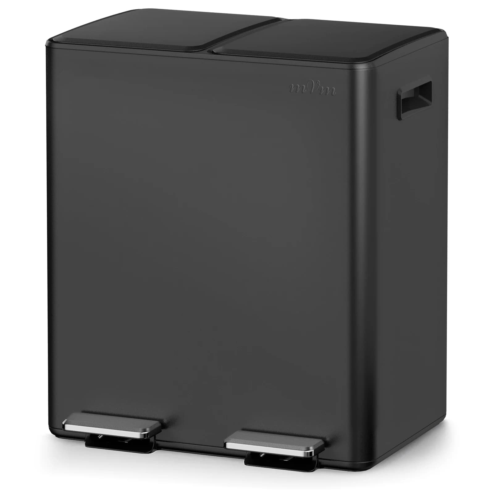 Cestino per rifiuti in acciaio inox 2 x 30L, bidone della spazzatura da cucina con coperchio a chiusura ammortizzata per la raccolta differenziata, coperchio in plastica.