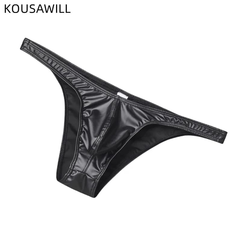 Men's Faux Leather Bikini Briefs Underpants U Pouch Sexy Slips for Men High Quality Lingerie Cuecas Calzoncillos Male Panties