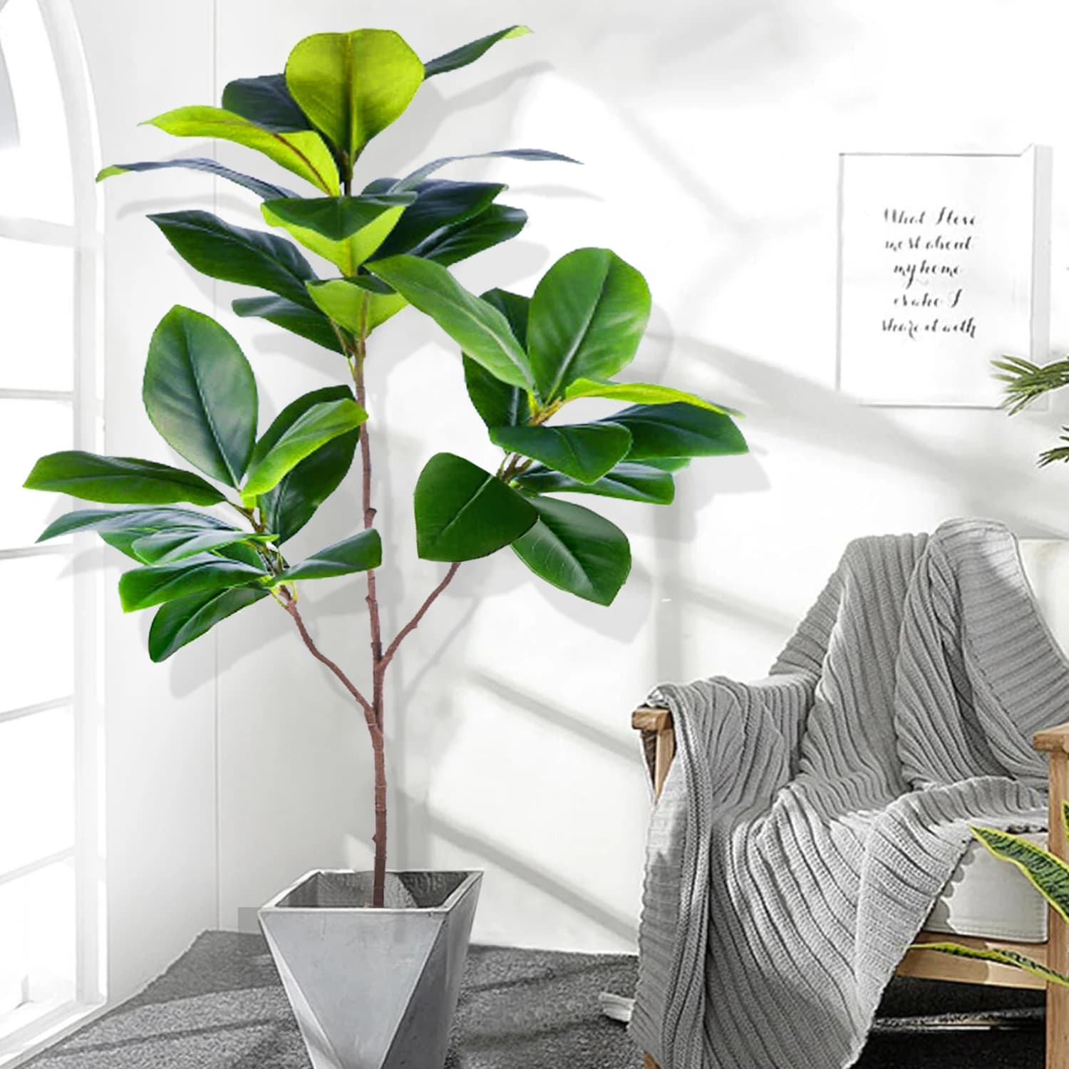 76-135 cm（53.1in）Artificial Magnolia Tree Rubber Fig Plants for Outdoor Patio Garden Balcony Indoor Home And Office Decorations