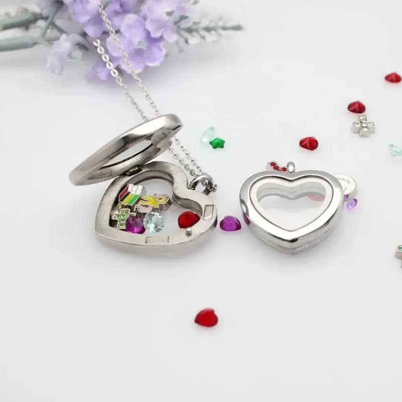 Ciondolo a cuore fluttuante da 24mm 30mm in acciaio inossidabile, medaglione magnetico in vetro per collane e creazione di gioielli