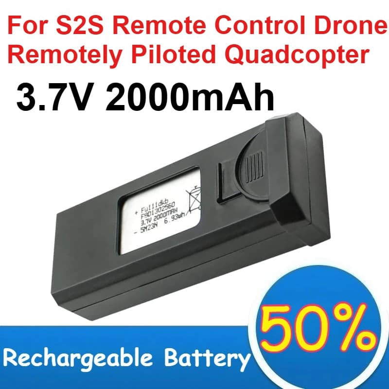 Batteria ai Polimeri di Litio 3.7V 2000mAh per Drone Telecomandato S2S, Quadricottero a Pilotaggio Remoto, Batterie Ricaricabili
