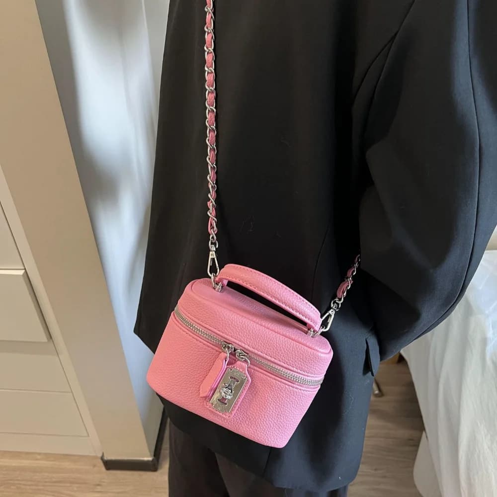 Coin Purse Fashion Female Crossbody Bags PU Square Shoulder Bag Lock Buckle Chain Mobile Phone Bag for Women