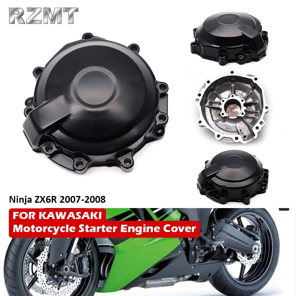 Coperchio Statore Motore Sinistro in Alluminio per Moto, Compatibile con Kawasaki Ninja ZX6R 2007-2008