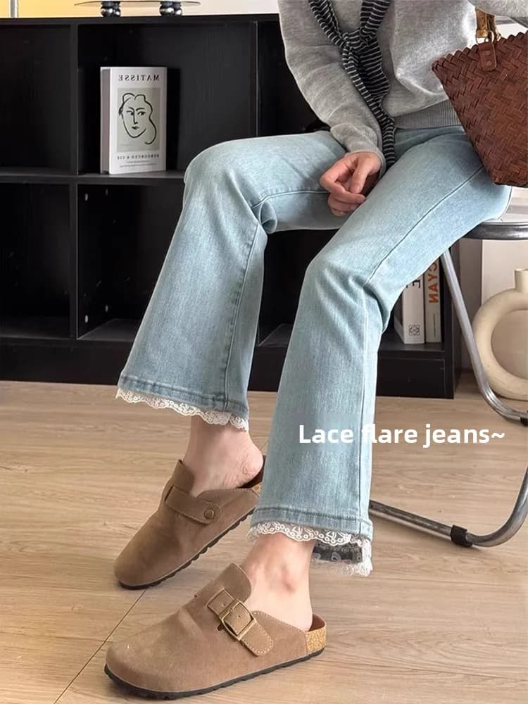 High Waist Straight Leg Nine-Tenths Vintage Stretch Denim Jeans Women's Spring Summer New Style Slimming Bootcut Capri Pants