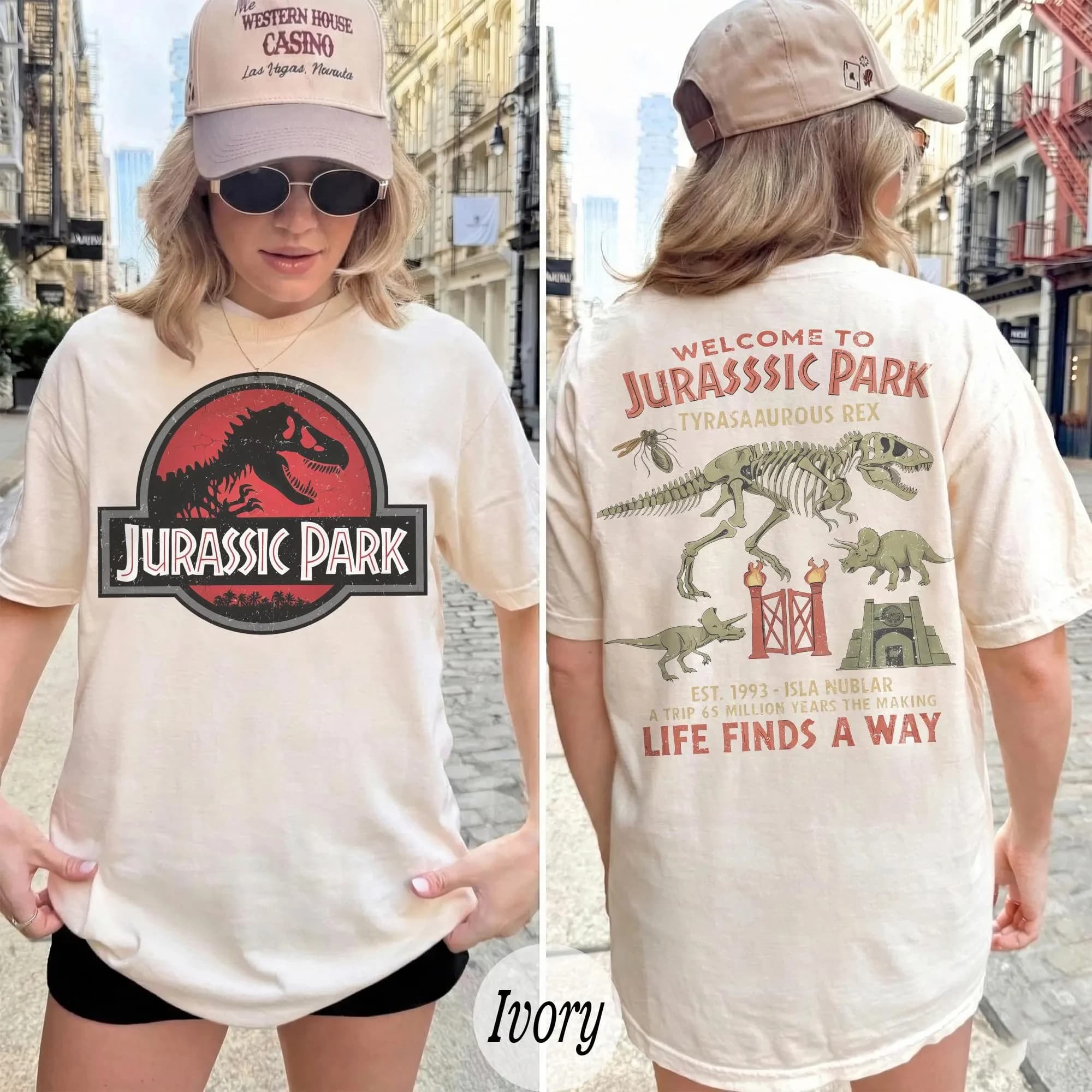 Plus Size Summer Women's Vintage Jurassic Park T-Shirt Cotton Breathable Stylish Versatile Street Style Oversized