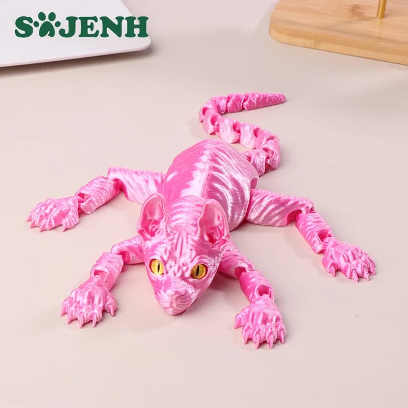 3D Stampato Sphynx Gatto Animali Giocattolo Realistico Figurina Senza Peli Realistico Articolato Gatto Agitarsi Giocattoli per Gli Amanti dei Gatti Collezionista