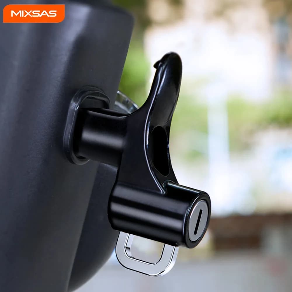 MIXSAS Anti-theft lock for helmet Handlebar Black alloy mounting hook with key set Electric bike instrument Universal motorcycle accessories
