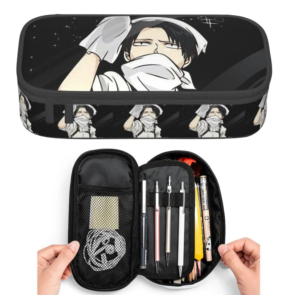 Astucci per matite Levi Ackerman Attack On Titan per studenti, astuccio per penne, astuccio per matite di grande capacità, portapenne