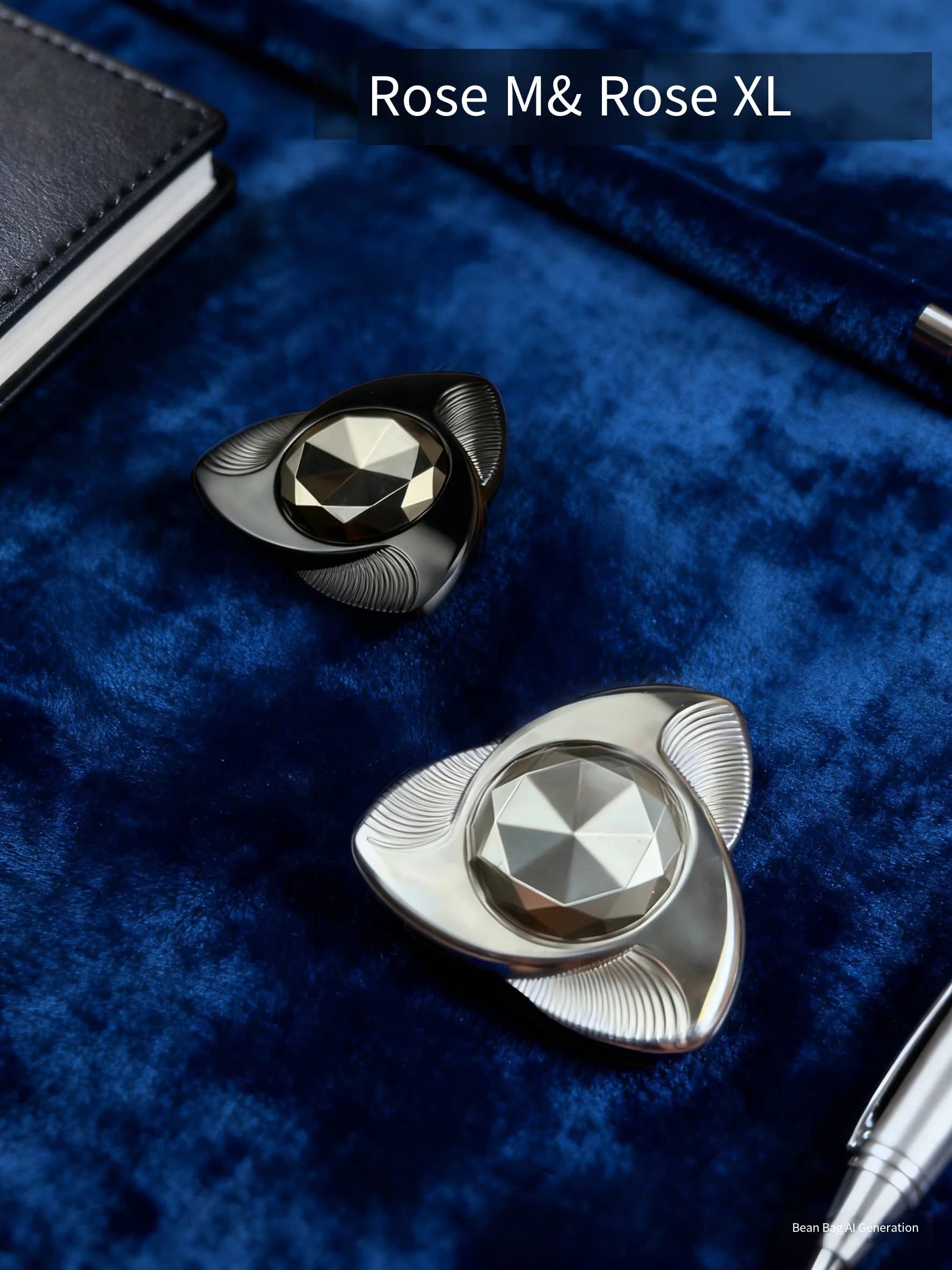 Foye EDC simple three-page fidget Spinner Rose M&XL Hand feel attack Speed type stainless steel CD texture stress-relieving toy