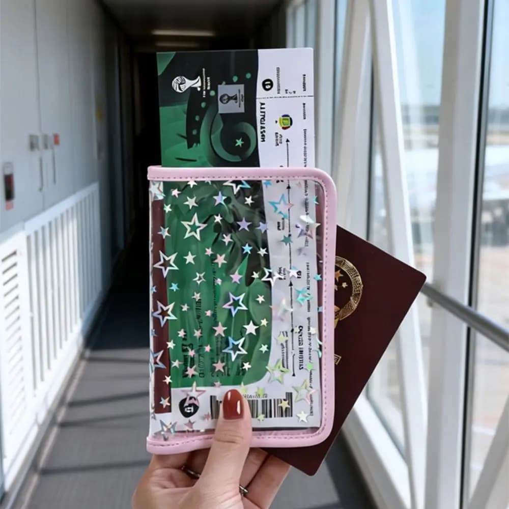 Creative Card Holder Passport Bag Sparkling Star Ultra-thin Passport Holder Passport Cover Ticket Holder Travel Wallet Women