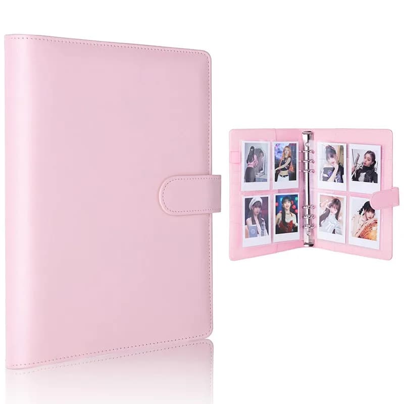A5 Notebook Photocard Binder 25pcs Page(4 Grids) PU Leather Loose Leaf Organizer Photo Binder Book Kpop Photo Albums Idol Cards