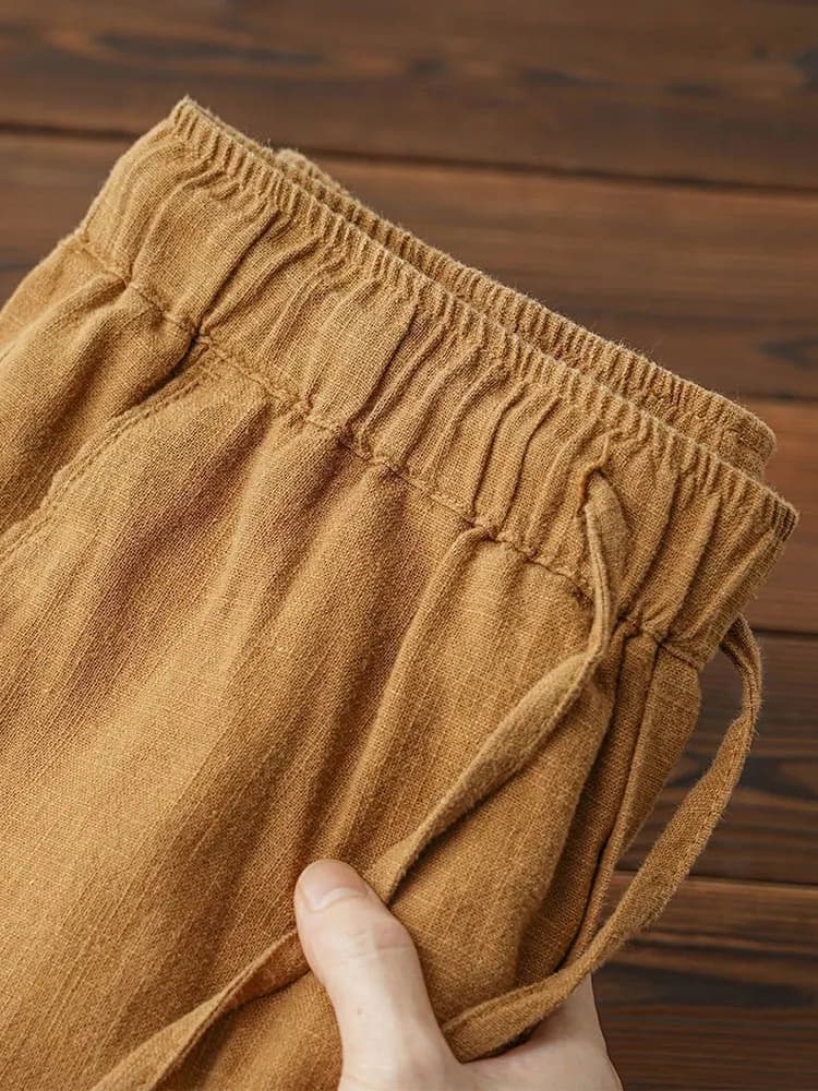 Pantaloni dritti casual in cotone e lino da uomo pantaloni sportivi larghi leggeri in cotone a gamba larga pantaloni sportivi da lavoro dritti da jogging maschili
