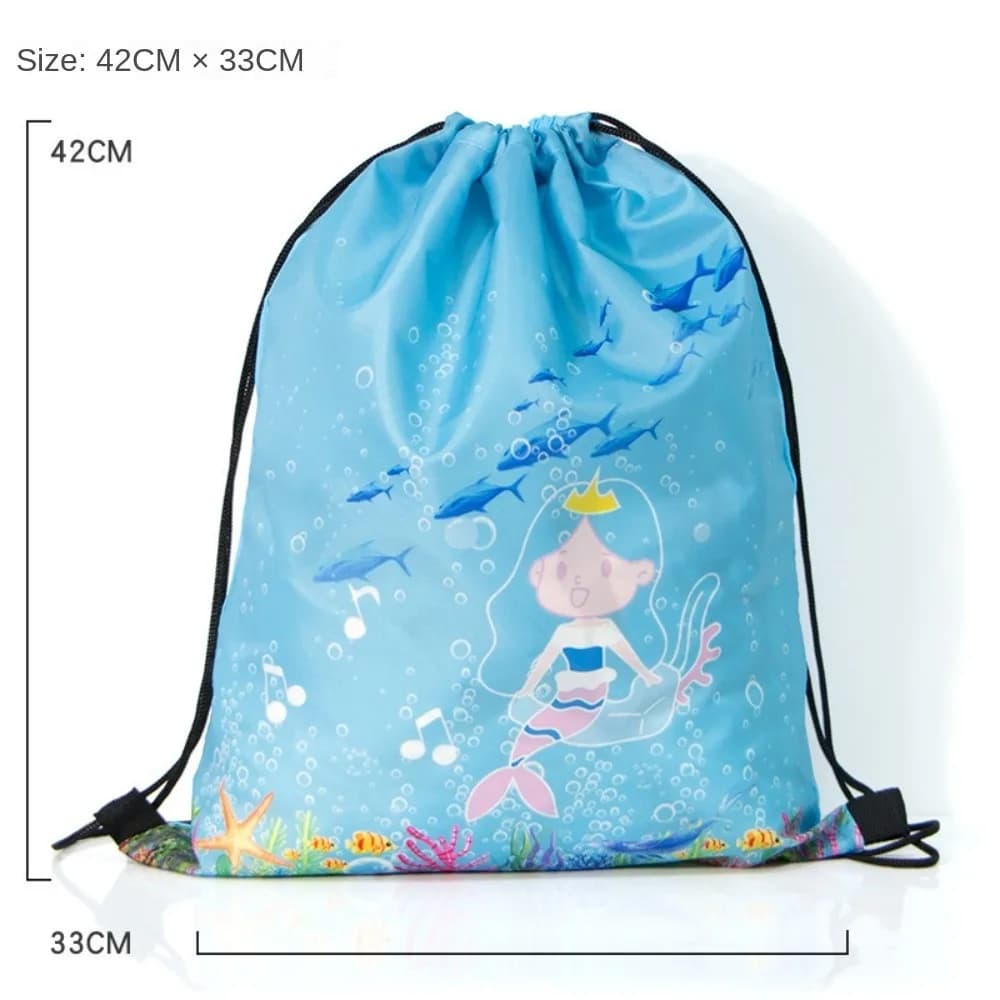 Borsa Impermeabile Leggera con Separazione Asciutto/Bagnato per Nuoto 2024, Borsa Multifunzione in Oxford con Coulisse, Design Cartoon, per l'Estate