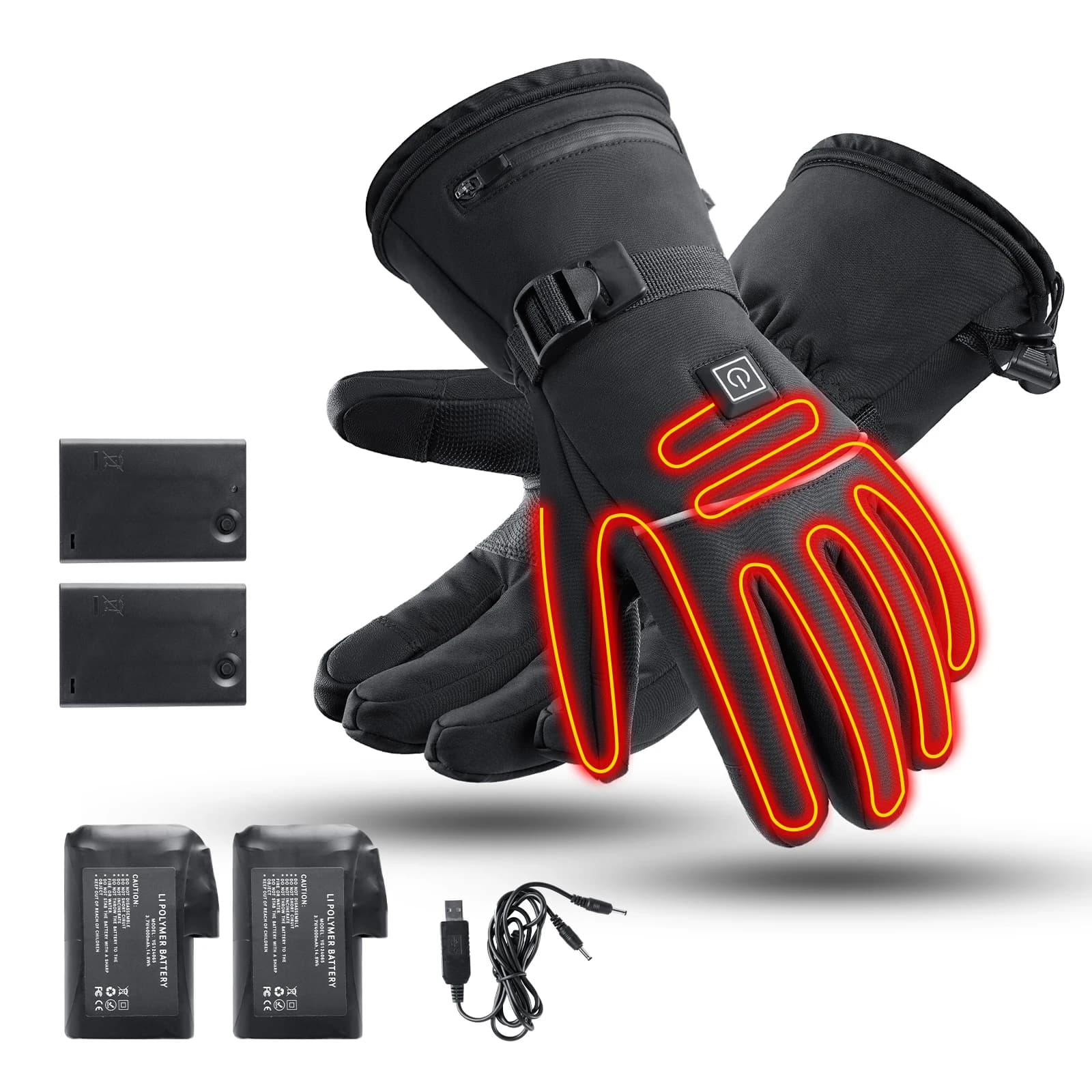 Guanti riscaldati elettrici ricaricabili USB antivento impermeabili Guanti termici da moto touchscreen riscaldati per lo sci in moto