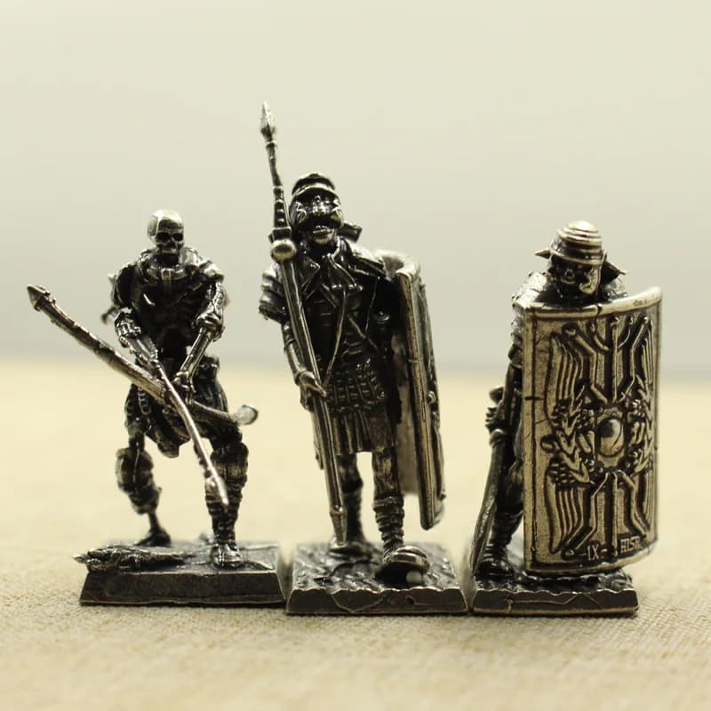 Metallo Rame Perduta Legione Romana Scudo Arco Freccia Lancia Soldati Modello Giocattolo da tavolo Decorazioni Ornamenti di gioco Figurine di personaggi