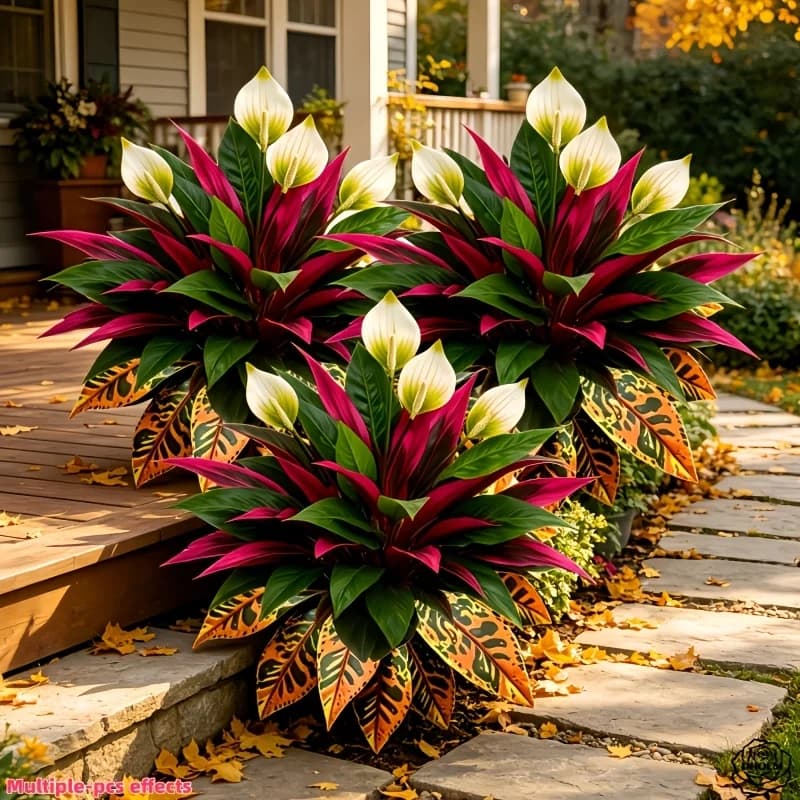 3pcs Autumn Red Tide Artificial Plants for Garden Patio Porch Courtyard Hotel Living Room Bedroom and Room Decor