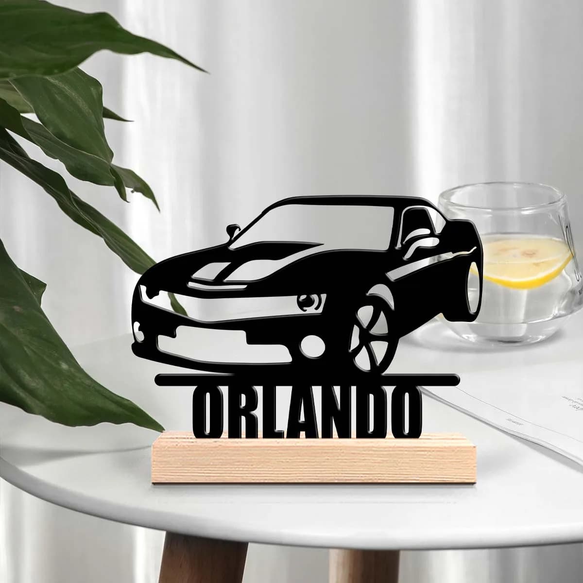 1pc Interesting Metal Desktop Decoration Custom Name Equipped with A Wooden Base Suitable for Fireplaces,Study Rooms,and Offices