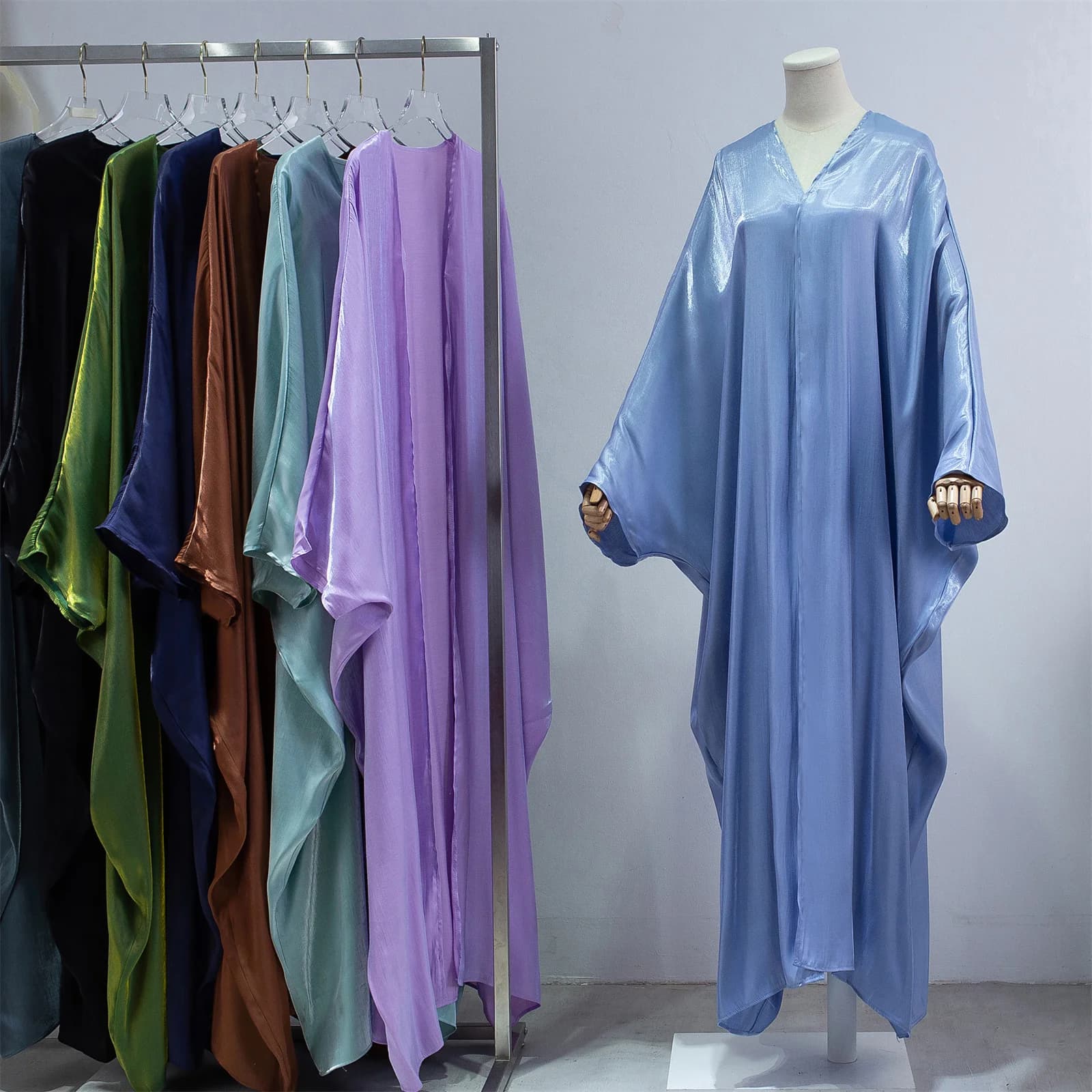 Abaya Muslim with sleeves smocking caftani Single-piece Prayer Women Jilbabs Cardigan Coat Islamic Clothing Dubai Saudi Arabia Turkish Dress