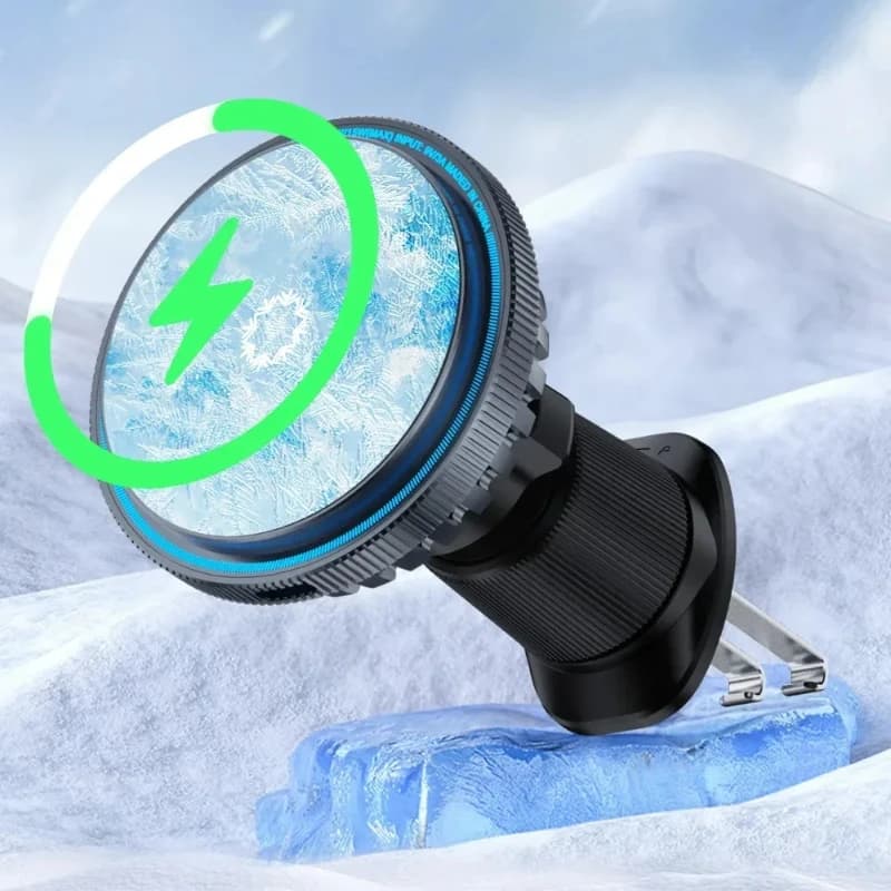 Ice Cooling Magnetic Car Wireless Charger Air Vent Mount Fast Charging Station for iPhone 17 16 15 14 Pro Max Car Phone Holder