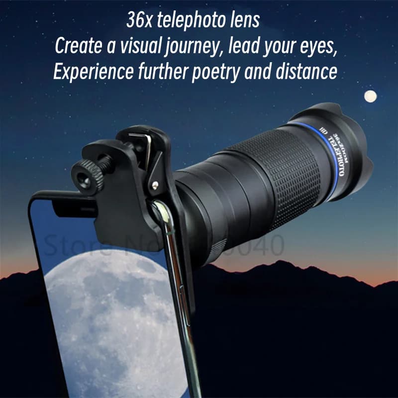 Obiettivo telescopico HD 36x Tele Zoom professionale Obiettivi per fotocamera con treppiede per smartphone iPhone Caccia con vigilanza degli uccelli