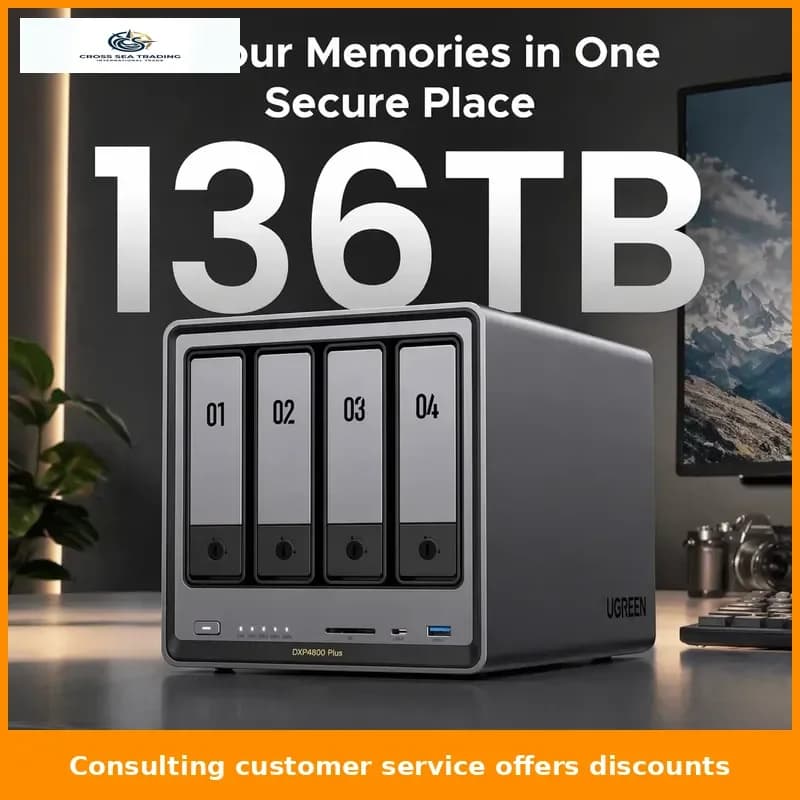 Deposit DXP4800 plus 4-Bay Desktop Network Attached Storage (NAS) Pentium Gold 8505 5-Core CPU 4K 60Hz Support RAID 5 4-Bay