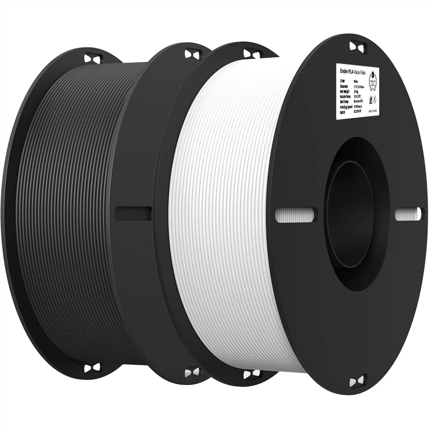 Filamento PLA 1.75mm, Confezione da 2kg Nero e Bianco per Stampa 3D, Forte Adesione, Precisione +/- 0.02mm